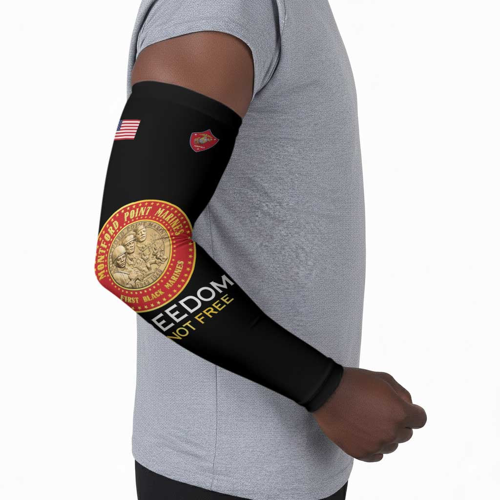 Personalized Proud to Honor Montford Point Marines Arm Sleeves Freedom Is Not Free - Black