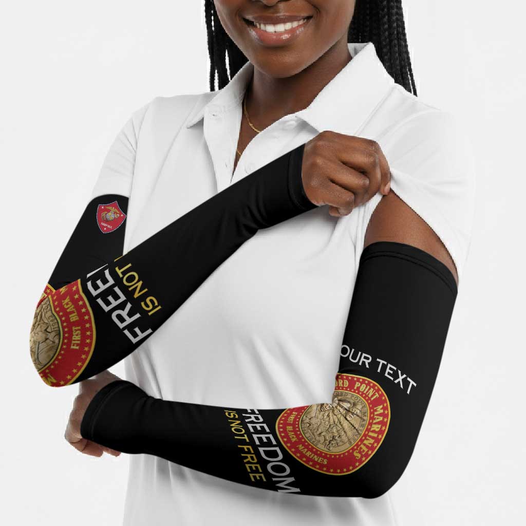 Personalized Proud to Honor Montford Point Marines Arm Sleeves Freedom Is Not Free - Black