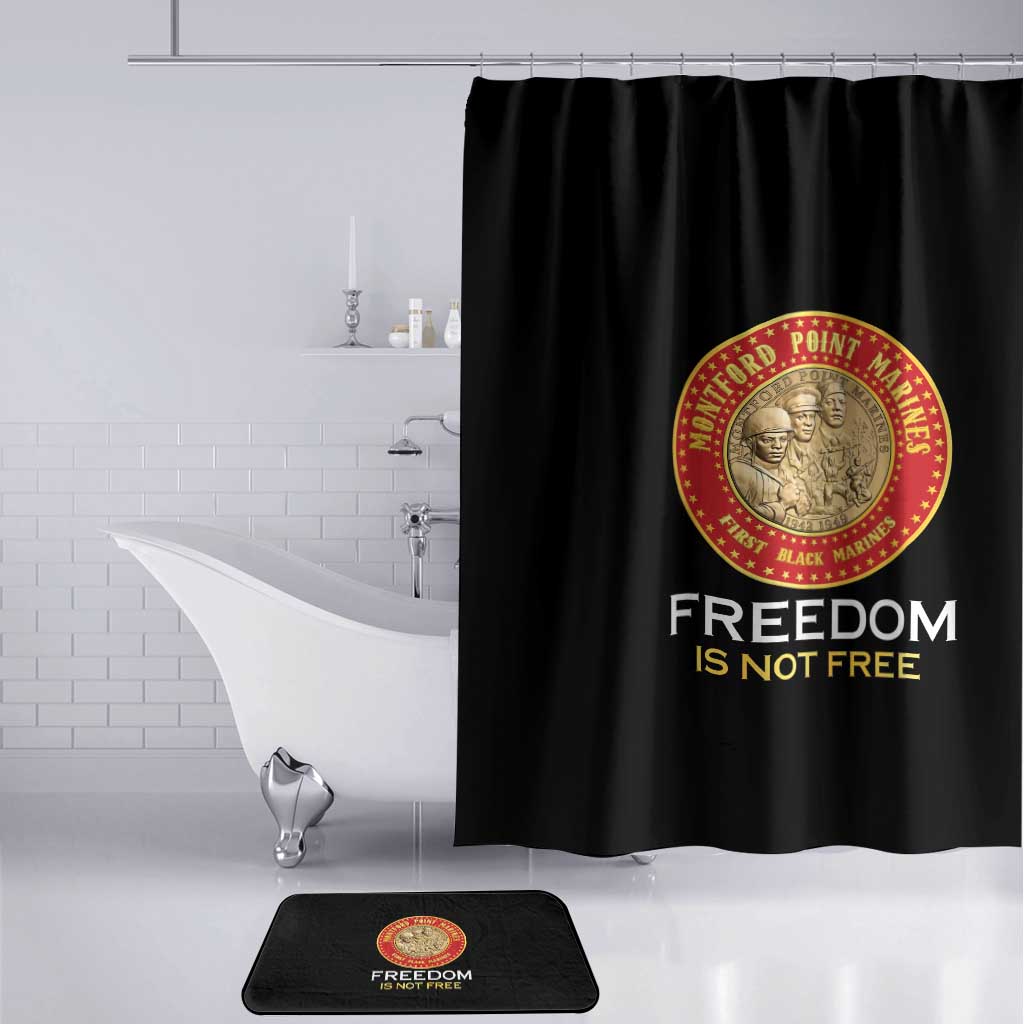 Proud to Honor Montford Point Marines Bathroom Set Freedom Is Not Free - Black