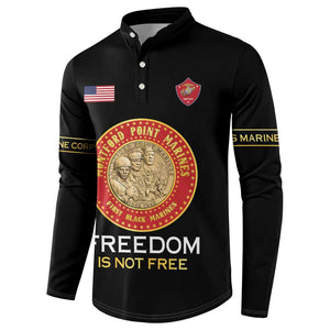 Personalized Proud to Honor Montford Point Marines Button Sweatshirt Freedom Is Not Free - Black
