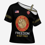 Personalized Proud to Honor Montford Point Marines Cross Shoulder Shirt Freedom Is Not Free - Black