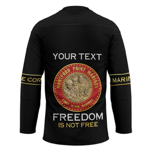 Personalized Proud to Honor Montford Point Marines Hockey Jersey Freedom Is Not Free - Black