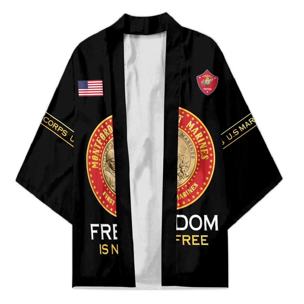 Personalized Proud to Honor Montford Point Marines Kimono Freedom Is Not Free - Black
