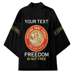 Personalized Proud to Honor Montford Point Marines Kimono Freedom Is Not Free - Black