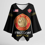 Personalized Proud to Honor Montford Point Marines Kimono Sleeve Blouse Freedom Is Not Free - Black