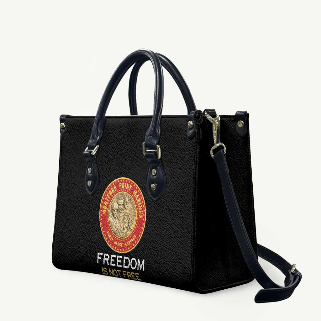 Proud to Honor Montford Point Marines Leather Bag Freedom Is Not Free - Black