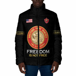 Personalized Proud to Honor Montford Point Marines Padded Jacket Freedom Is Not Free - Black