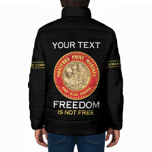 Personalized Proud to Honor Montford Point Marines Padded Jacket Freedom Is Not Free - Black