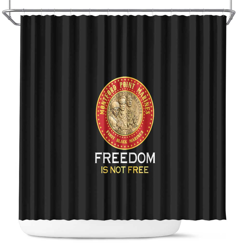 Honoring the First Black Marines Shower Curtain Montford Point Heroes - Black - African Pride