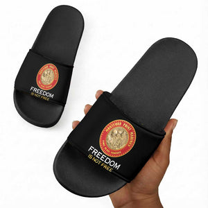 Proud to Honor Montford Point Marines Slide Sandals Freedom Is Not Free - Black