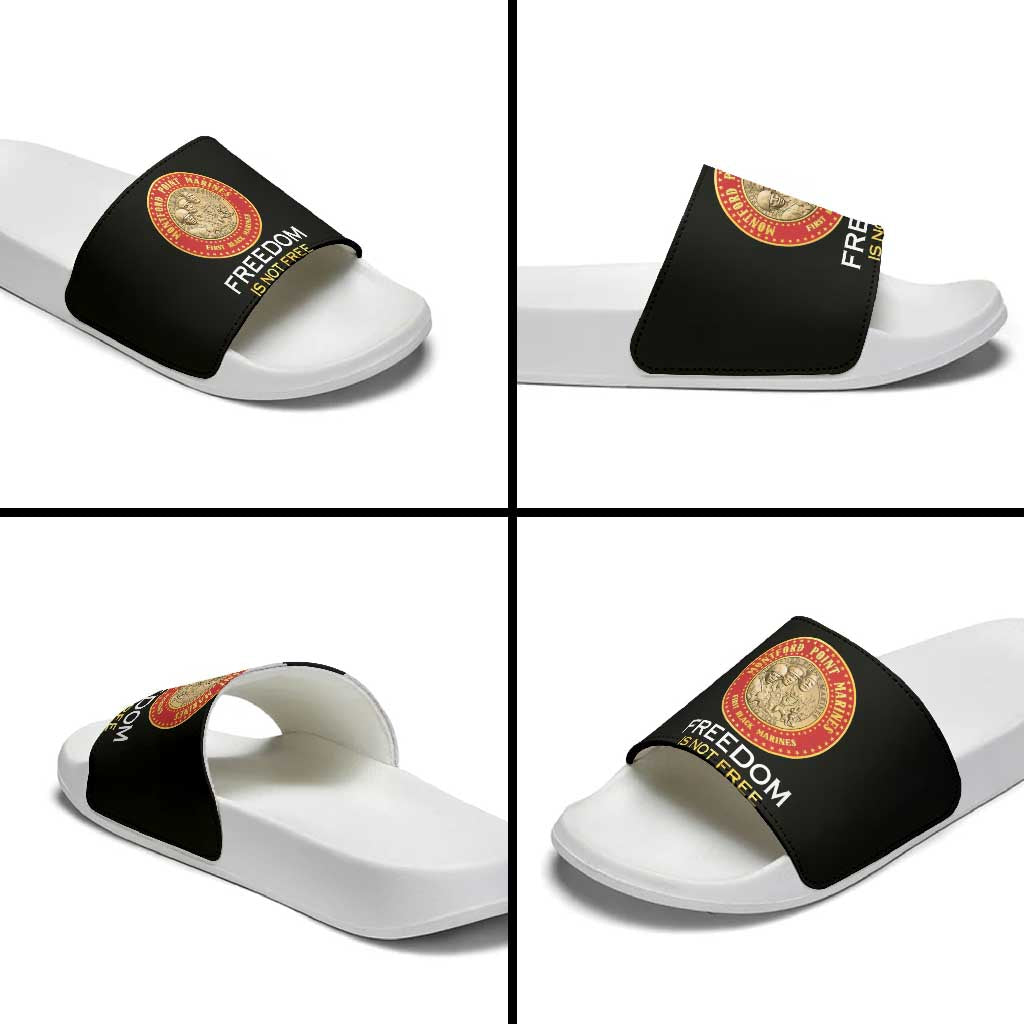 Proud to Honor Montford Point Marines Slide Sandals Freedom Is Not Free - Black