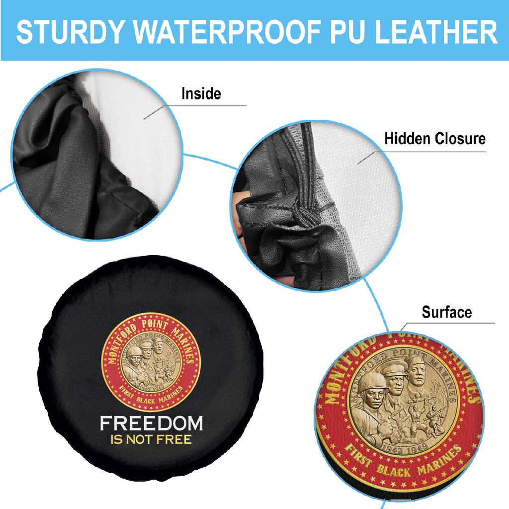 Honoring the First Black Marines Spare Tire Cover Montford Point Heroes - Black - African Pride