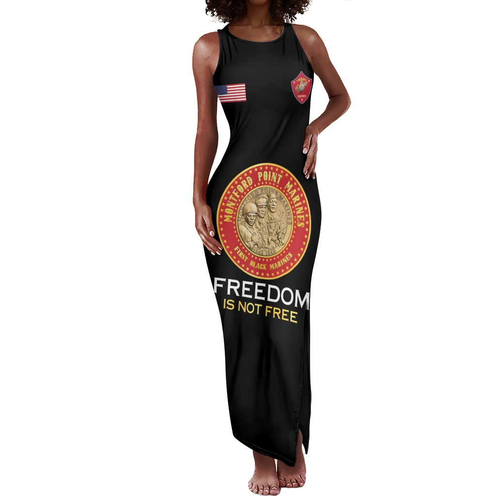 Personalized Honoring the First Black Marines Tank Maxi Dress Montford Point Heroes - Black - African Pride