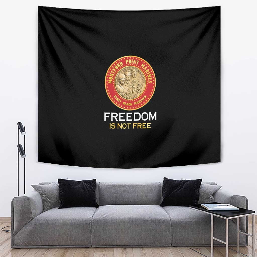 Honoring the First Black Marines Tapestry Montford Point Heroes - Black - African Pride