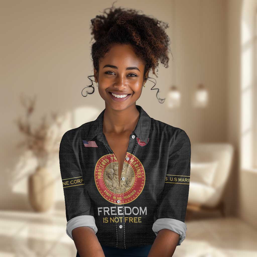 Personalized Honoring the First Black Marines Women Casual Shirt Montford Point Heroes - Black - African Pride