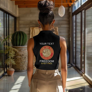 Personalized Honoring the First Black Marines Women Sleeveless Polo Shirt Montford Point Heroes - Black - African Pride