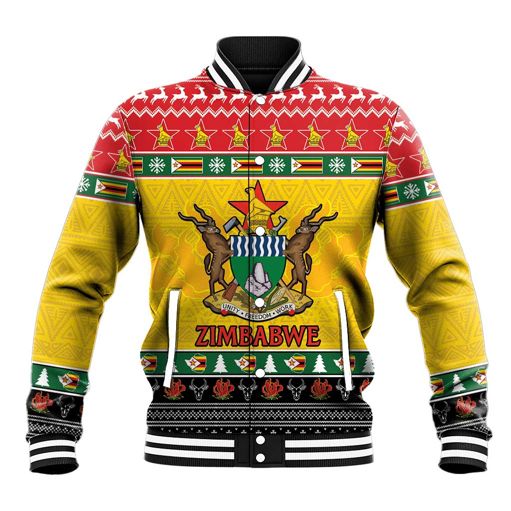 Afro Zimbabwe Christmas Baseball Jacket Coat Of Arms - African Pattern