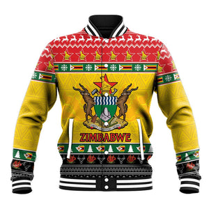 Afro Zimbabwe Christmas Baseball Jacket Coat Of Arms - African Pattern