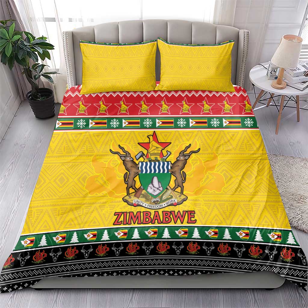 Afro Zimbabwe Christmas Bedding Set Coat Of Arms - African Pattern