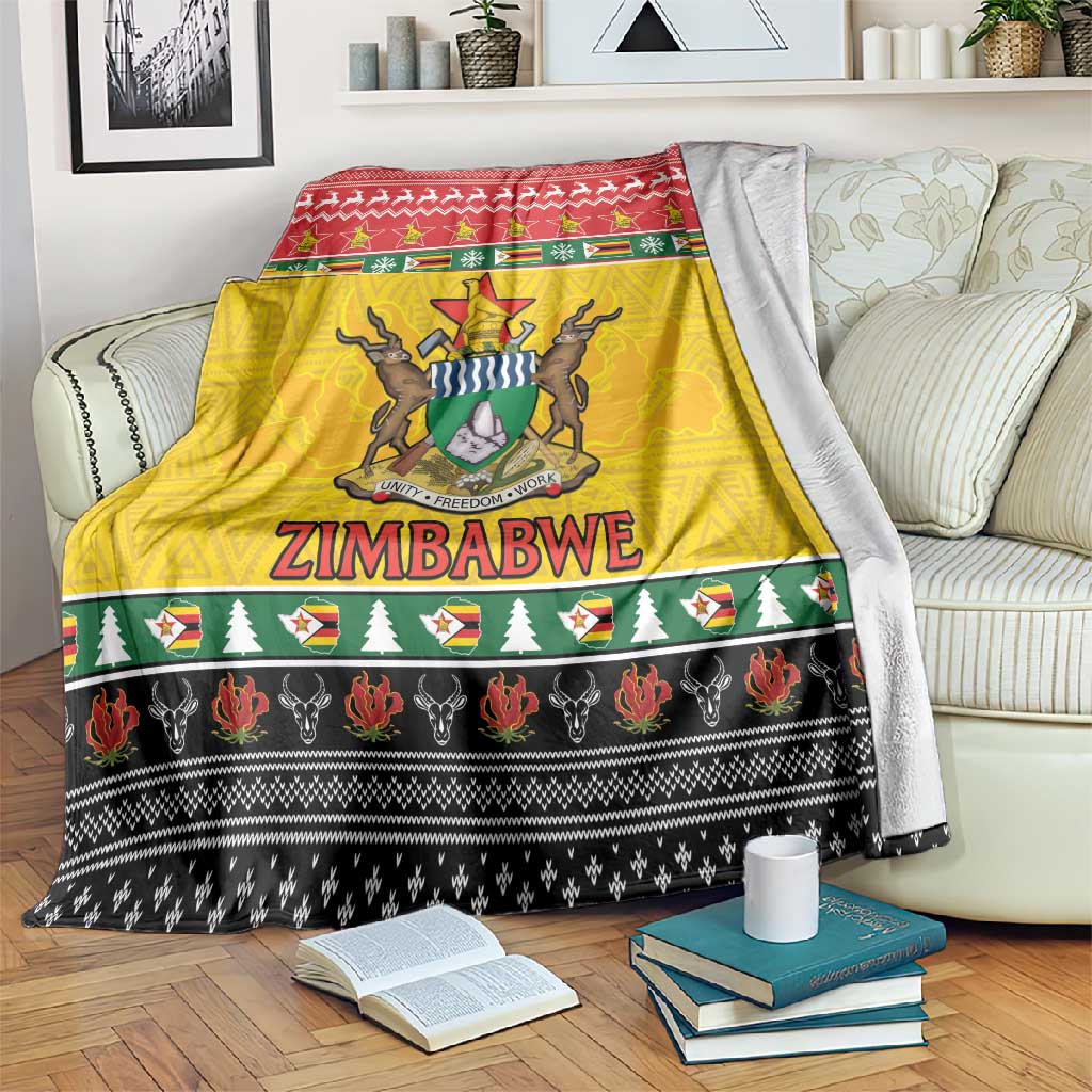 Afro Zimbabwe Christmas Blanket Coat Of Arms - African Pattern