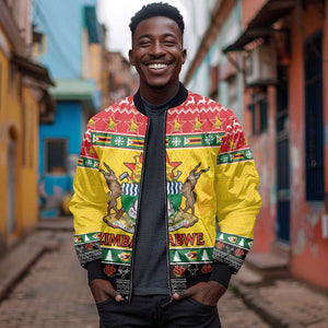 Afro Zimbabwe Christmas Bomber Jacket Coat Of Arms - African Pattern