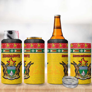 Afro Zimbabwe Christmas 4 in 1 Can Cooler Tumbler Coat Of Arms - African Pattern