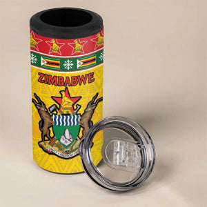 Afro Zimbabwe Christmas 4 in 1 Can Cooler Tumbler Coat Of Arms - African Pattern