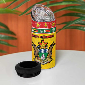 Afro Zimbabwe Christmas 4 in 1 Can Cooler Tumbler Coat Of Arms - African Pattern