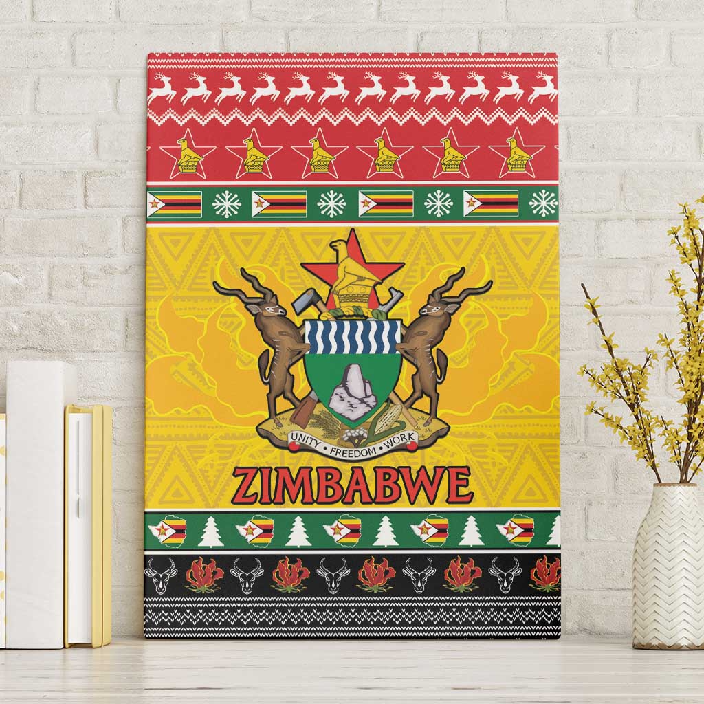 Afro Zimbabwe Christmas Canvas Wall Art Coat Of Arms - African Pattern