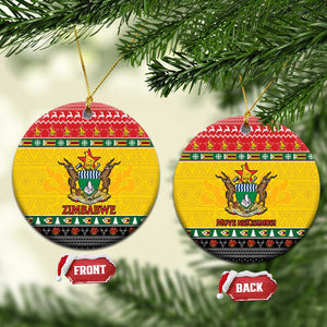 Afro Zimbabwe Christmas Ceramic Ornament Coat Of Arms with African Pattern