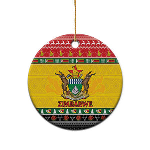 Afro Zimbabwe Christmas Ceramic Ornament Coat Of Arms with African Pattern