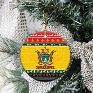 Afro Zimbabwe Christmas Ceramic Ornament Coat Of Arms with African Pattern