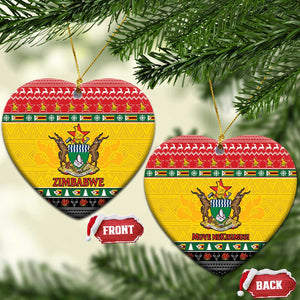 Afro Zimbabwe Christmas Ceramic Ornament Coat Of Arms with African Pattern