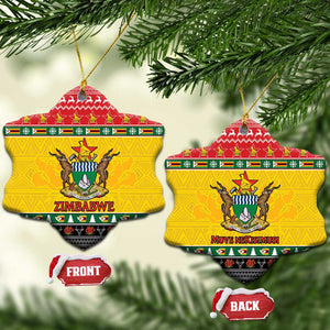 Afro Zimbabwe Christmas Ceramic Ornament Coat Of Arms with African Pattern