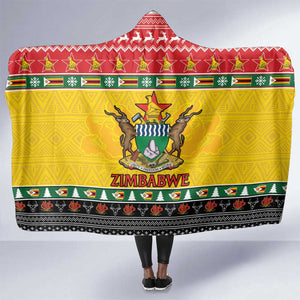 Afro Zimbabwe Christmas Hooded Blanket Coat Of Arms - African Pattern