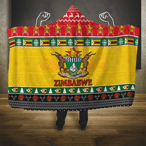 Afro Zimbabwe Christmas Hooded Blanket Coat Of Arms - African Pattern