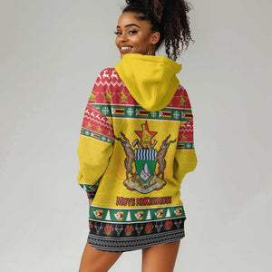 Afro Zimbabwe Christmas Hoodie Dress Coat Of Arms - African Pattern