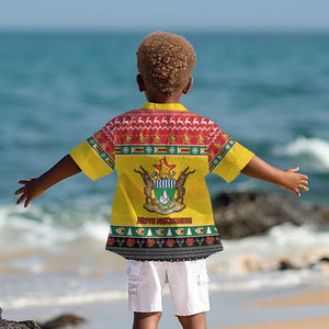 Afro Zimbabwe Christmas Kid Hawaiian Shirt Coat Of Arms - African Pattern