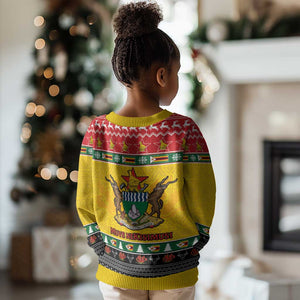 Afro Zimbabwe Christmas Kid Ugly Christmas Sweater Coat Of Arms with African Pattern