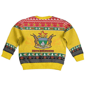 Afro Zimbabwe Christmas Kid Ugly Christmas Sweater Coat Of Arms with African Pattern