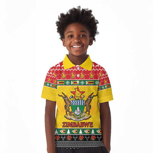 Afro Zimbabwe Christmas Kid Polo Shirt Coat Of Arms - African Pattern