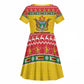 Afro Zimbabwe Christmas Kid Short Sleeve Dress Coat Of Arms - African Pattern