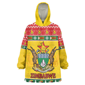 Afro Zimbabwe Christmas Kid Wearable Blanket Hoodie Coat Of Arms - African Pattern