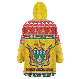 Afro Zimbabwe Christmas Kid Wearable Blanket Hoodie Coat Of Arms - African Pattern