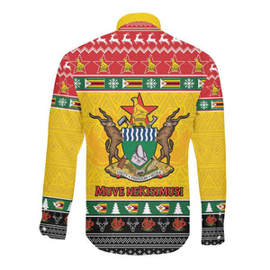 Afro Zimbabwe Christmas Long Sleeve Button Shirt Coat Of Arms - African Pattern