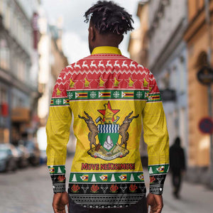 Afro Zimbabwe Christmas Long Sleeve Button Shirt Coat Of Arms - African Pattern