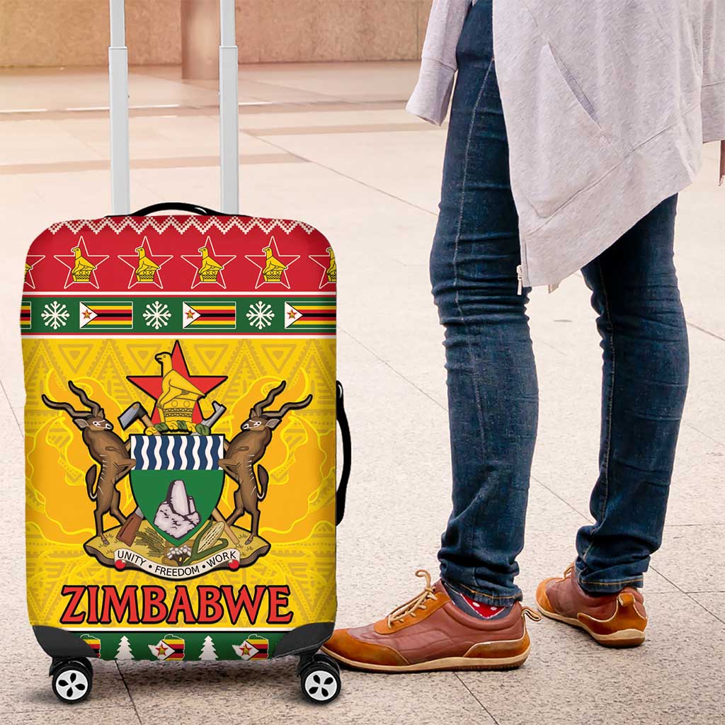 Afro Zimbabwe Christmas Luggage Cover Coat Of Arms - African Pattern