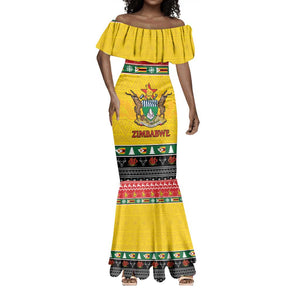 Afro Zimbabwe Christmas Mermaid Dress Coat Of Arms - African Pattern