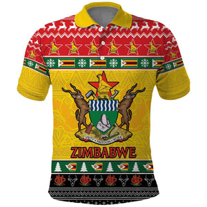 Afro Zimbabwe Christmas Polo Shirt Coat Of Arms - African Pattern