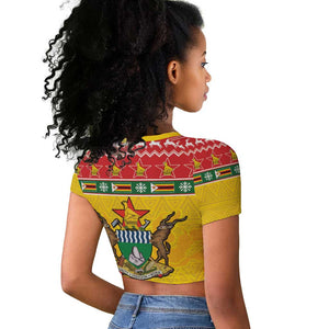 Afro Zimbabwe Christmas Raglan Cropped T shirt Coat Of Arms - African Pattern